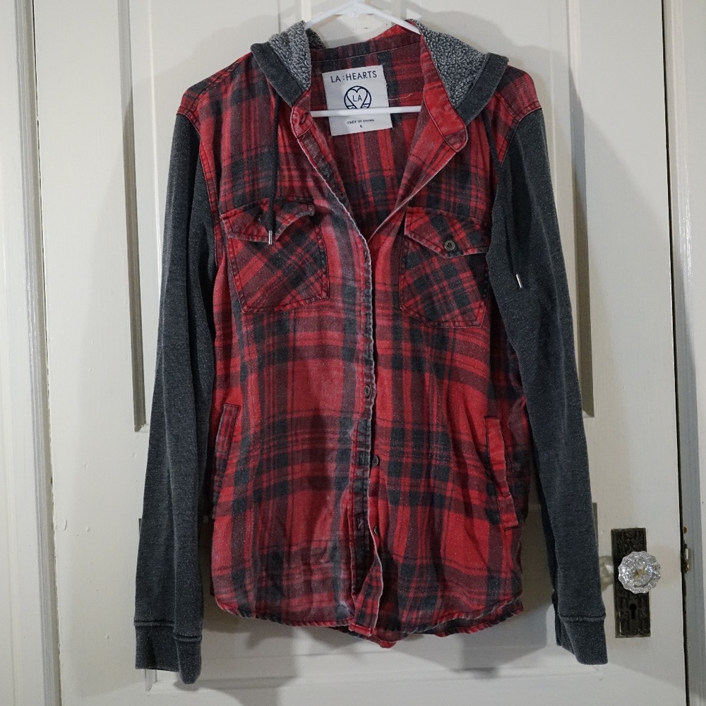 LA Hearts Flannel Sweatshirt Top